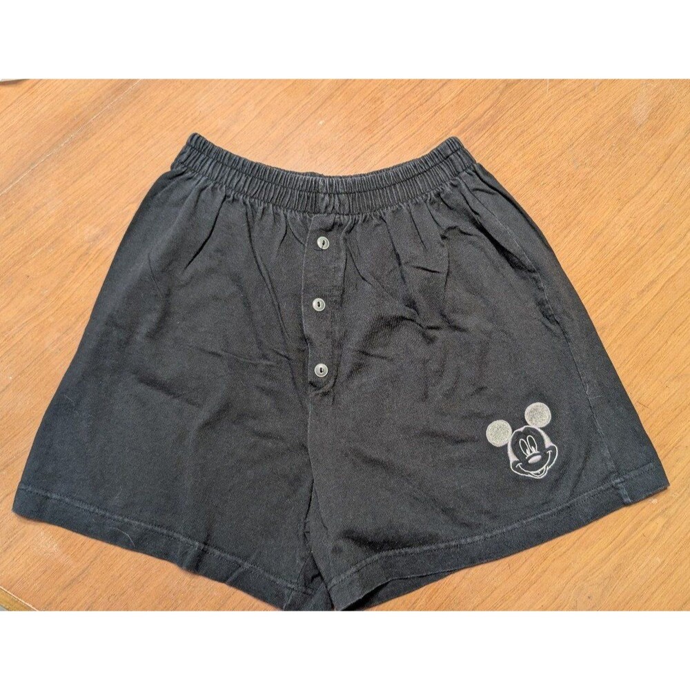 Vintage Disney Mickey Mouse Pajama Sleep Shorts Black Mickey Unlimited